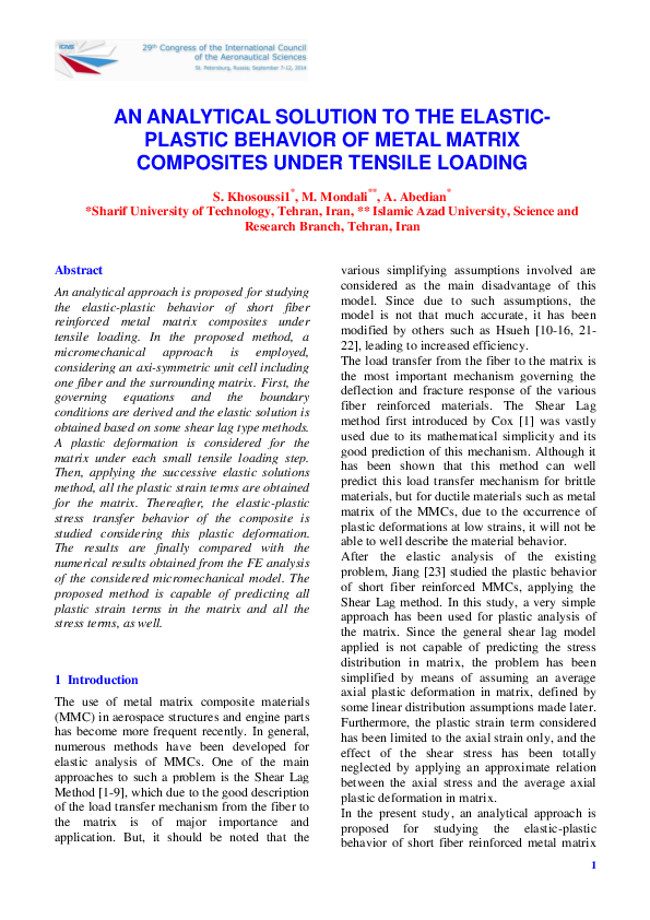 (PDF) An Analytical Solution to the Elastic-Plastic Behavior of Metal ...