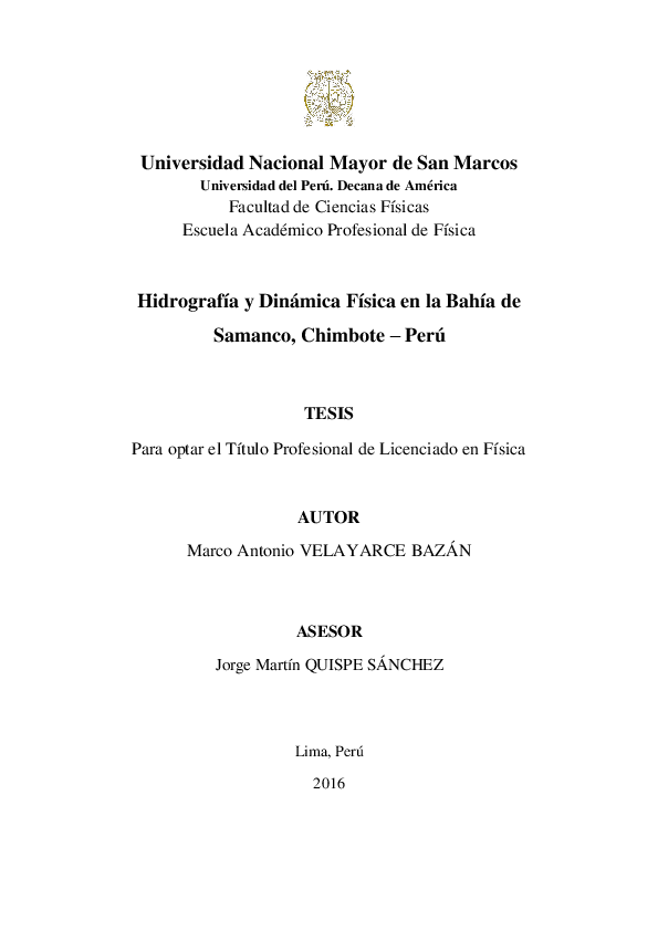 (PDF) Hidrografía y Dinámica Física en la Bahía de Samanco, Chimbote