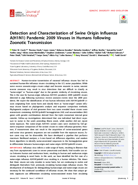 (PDF) Detection and Characterization of Swine Origin Influenza A(H1N1 ...