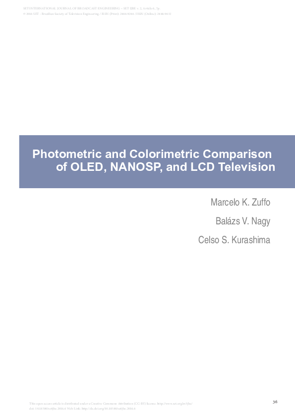 (PDF) Photometric and Colorimetric Comparison of OLED, NANOSP, and LCD