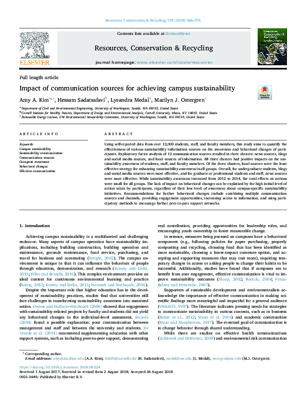 (PDF) Impact of communication sources for achieving campus sustainability