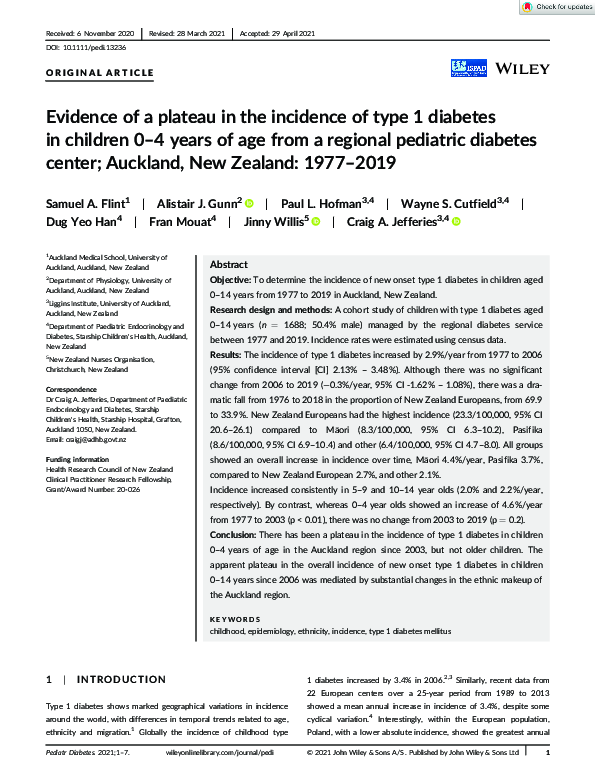 (PDF) Evidence of a plateau in the incidence of type 1 diabetes in ...