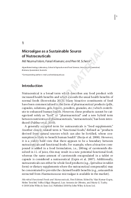 (PDF) Microalgae as a Sustainable Source of Nutraceuticals