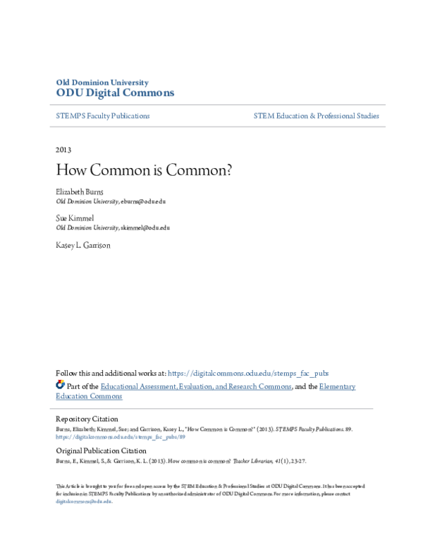 (PDF) How Common is Common