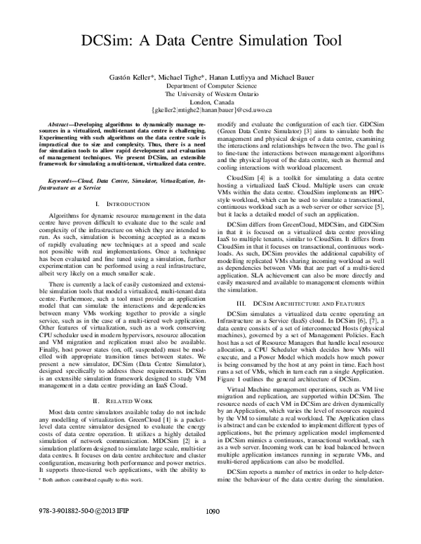 (PDF) DCSim: A data centre simulation tool