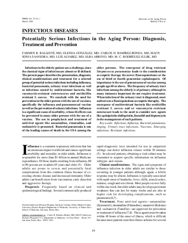 (PDF) INFECTIOUS DISEASES Potentially Serious Infections in the Aging ...