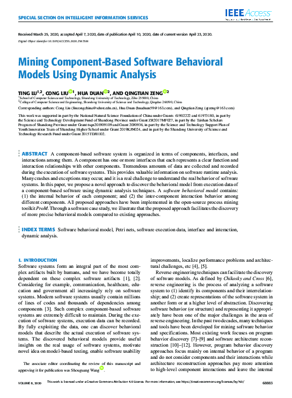 (PDF) Mining Component-Based Software Behavioral Models Using Dynamic ...