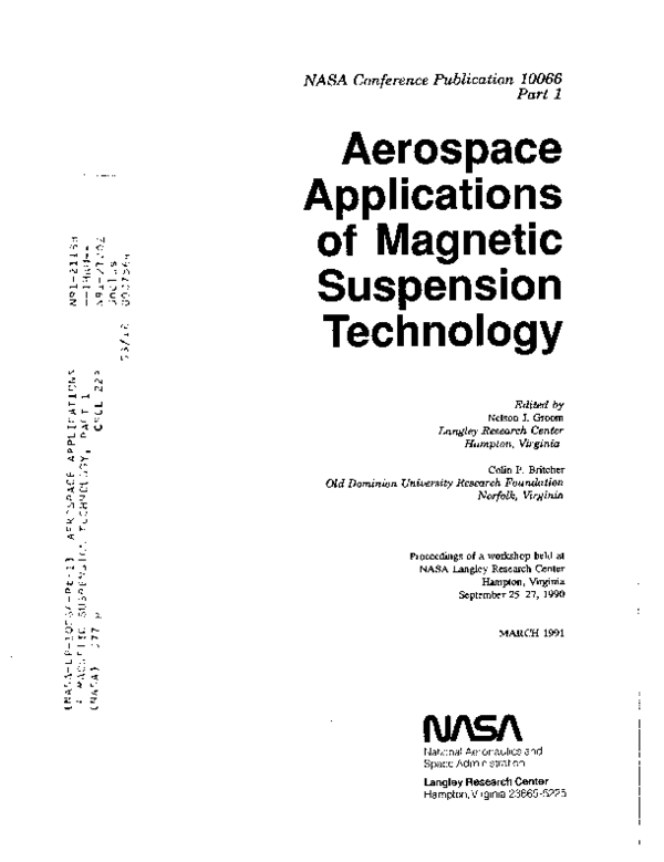 PDF) Aerospace applications of magnetic suspension technology, part 2