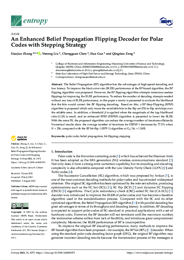 (PDF) An Enhanced Belief Propagation Flipping Decoder for Polar Codes ...