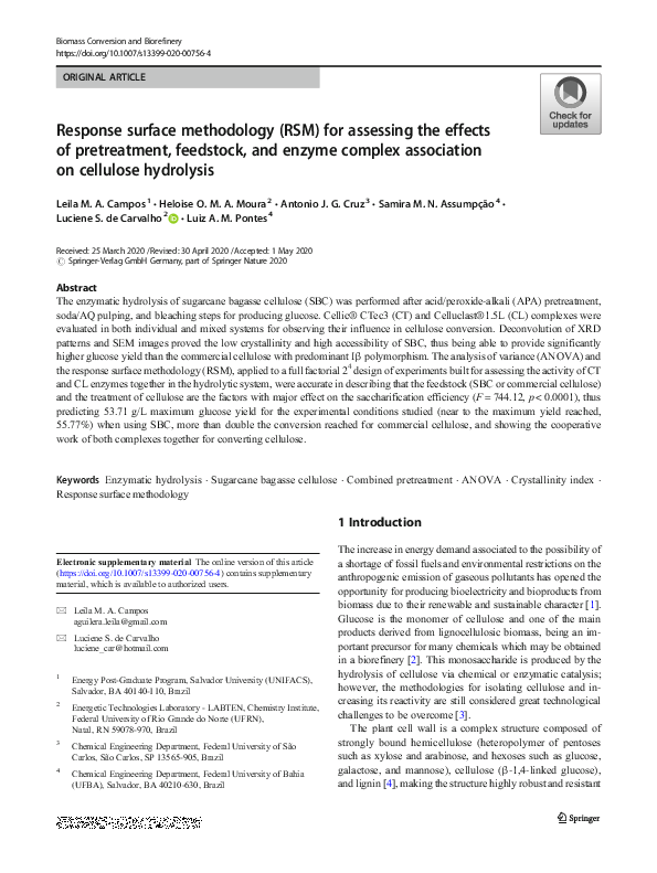 (PDF) Response surface methodology (RSM) for assessing the effects of ...