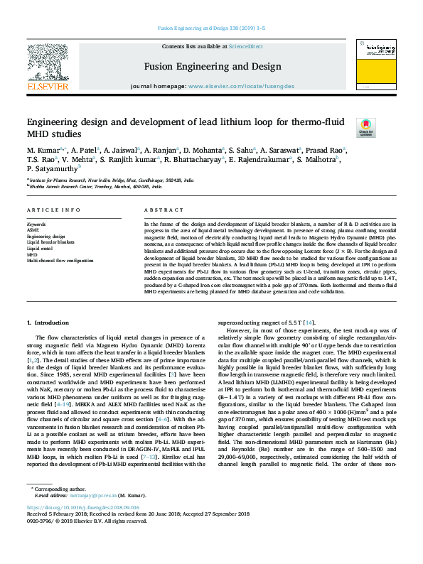 (PDF) Engineering design and development of lead lithium loop for ...