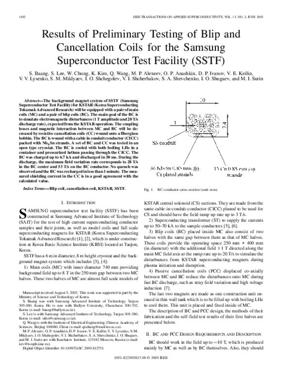 (PDF) Results of preliminary testing of Blip and cancellation coils for ...