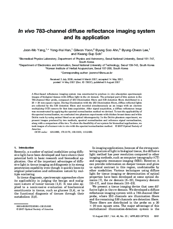 (PDF) In vivo 783-channel diffuse reflectance imaging system and its ...