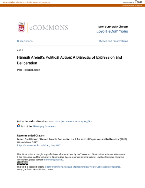 (PDF) Hannah Arendt\u27s Political Action: A Dialectic of Expression ...