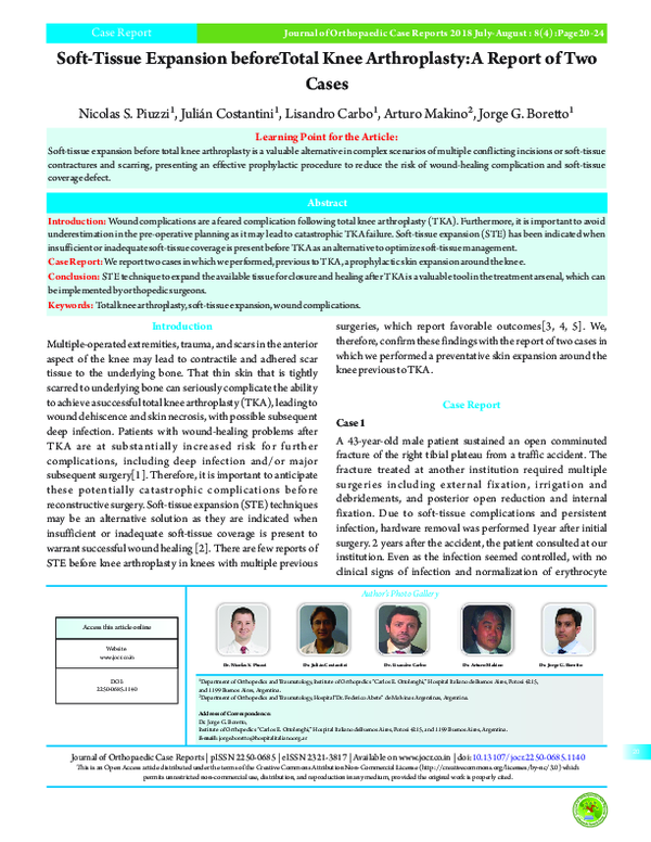 (PDF) SoftTissue Expansion beforeTotal Knee ArthroplastyA Report of