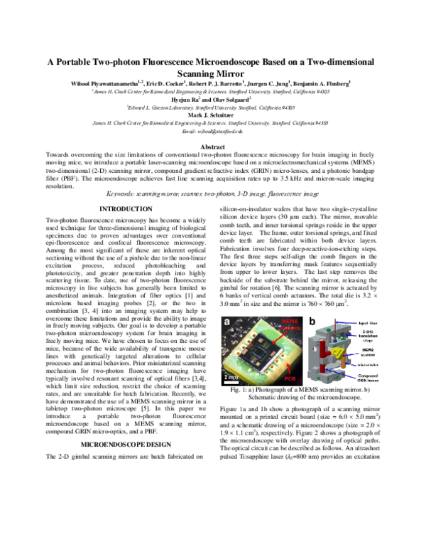 (PDF) A Portable Two-photon Fluorescence Microendoscope Based on a Two ...