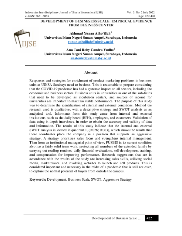 (PDF) Development of Businesess Scale: Empirical Evidence from Business ...