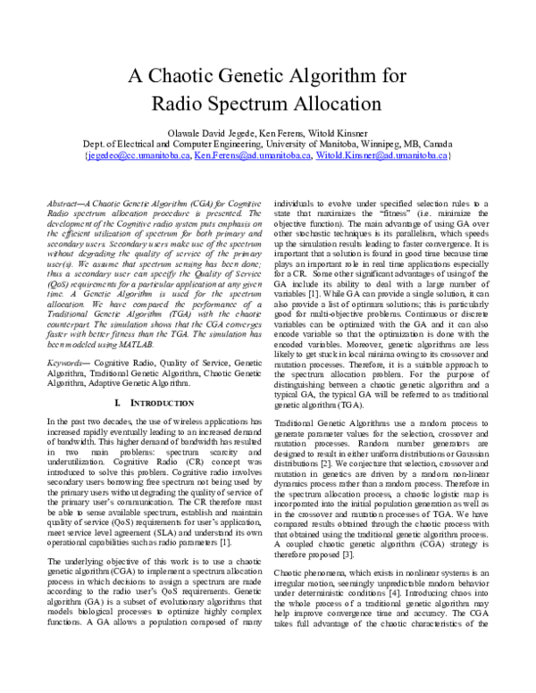 (PDF) A Chaotic Genetic Algorithm for Radio Spectrum Allocation