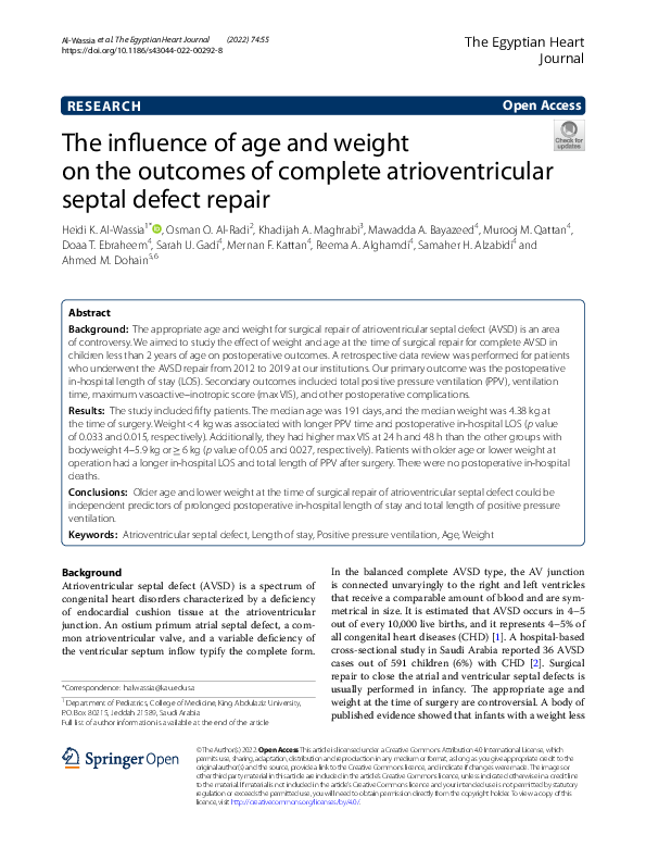 (PDF) The influence of age and weight on the outcomes of complete ...