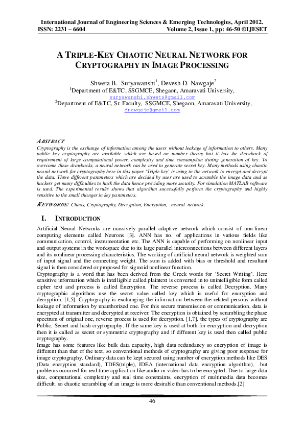 (PDF) A Triple -Key Chaotic Neural Network for Cryptography in Image ...