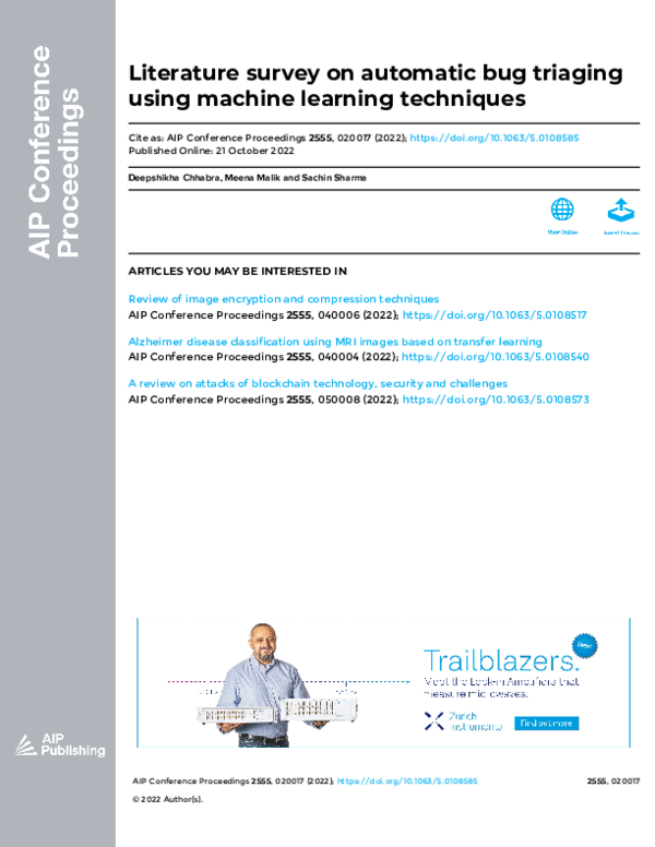 (PDF) Literature survey on automatic bug triaging using machine ...