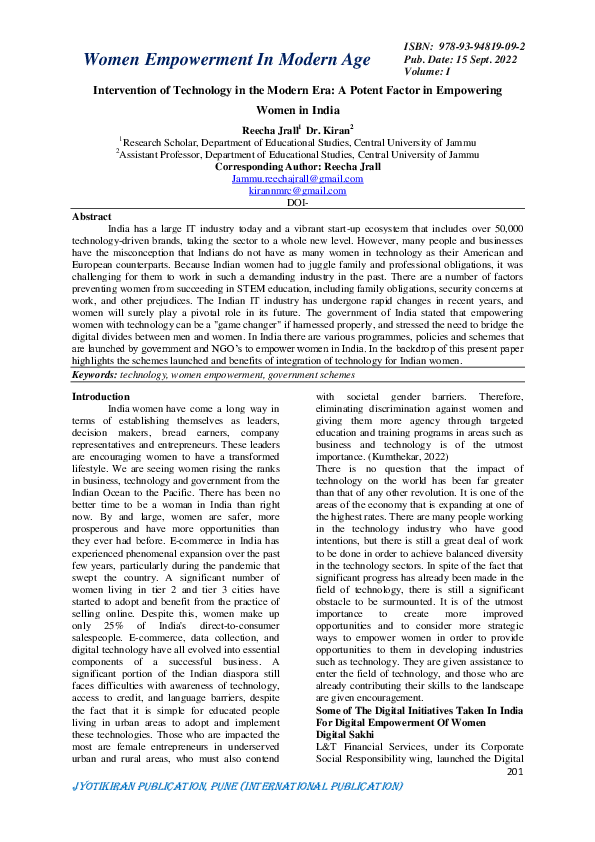 (PDF) Women Empowerment In Modern Age