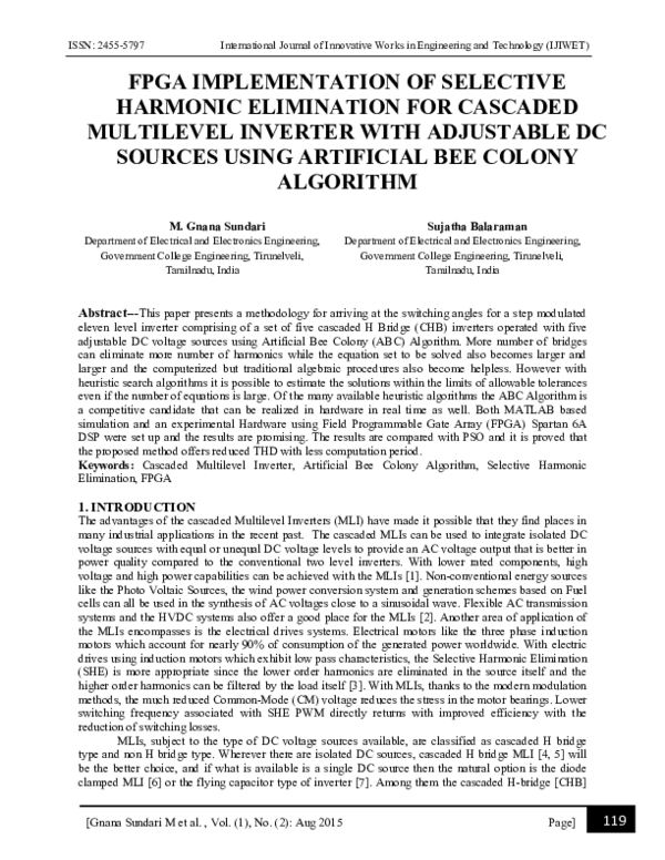 (PDF) Fpga Implementation of Selective Harmonic Elimination for ...