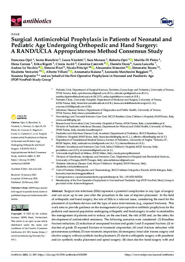 (PDF) Surgical Antimicrobial Prophylaxis in Patients of Neonatal and ...