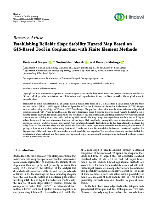 (PDF) Establishing Reliable Slope Stability Hazard Map Based on GIS ...