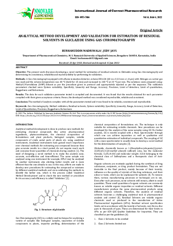 (PDF) Analytical Method Development and Validation for Estimation of