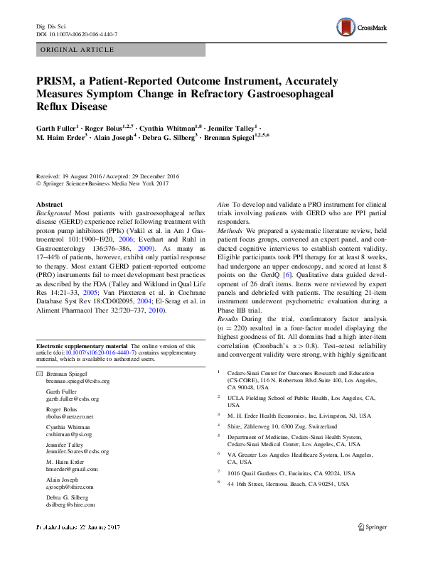 (PDF) PRISM, a Patient-Reported Outcome Instrument, Accurately Measures ...