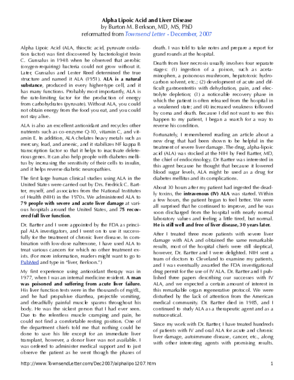 (PDF) Alpha Lipoic Acid and Liver Disease Dr. Burt Berkson Academia.edu
