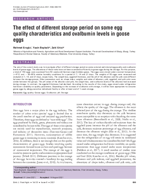 (PDF) The effect of different storage period on some egg quality ...