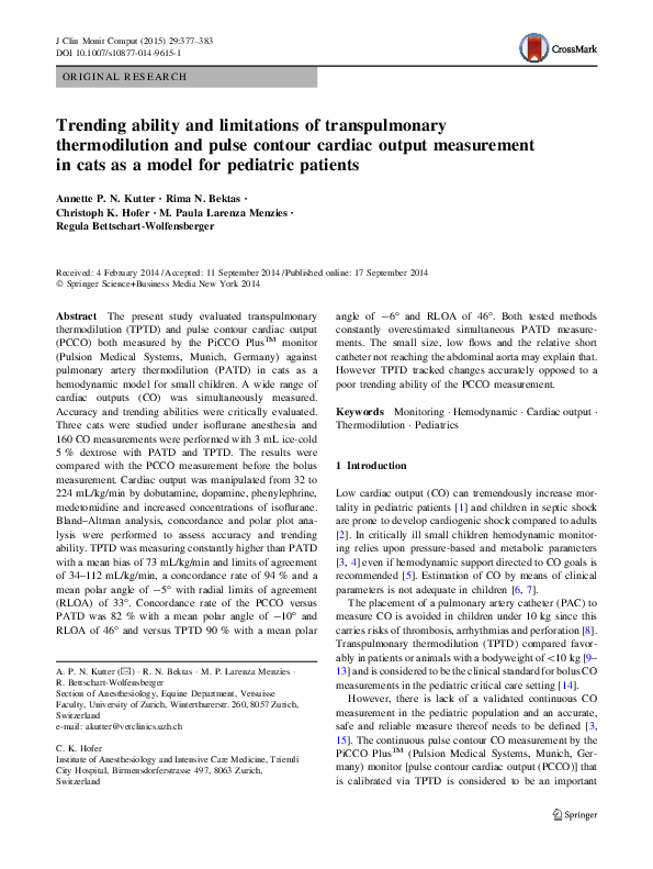 (PDF) Trending ability and limitations of transpulmonary thermodilution ...
