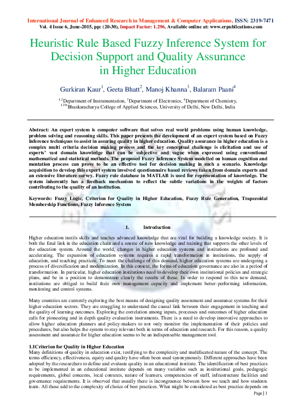 (PDF) Heuristic Rule Based Fuzzy Inference System for Decision Support ...