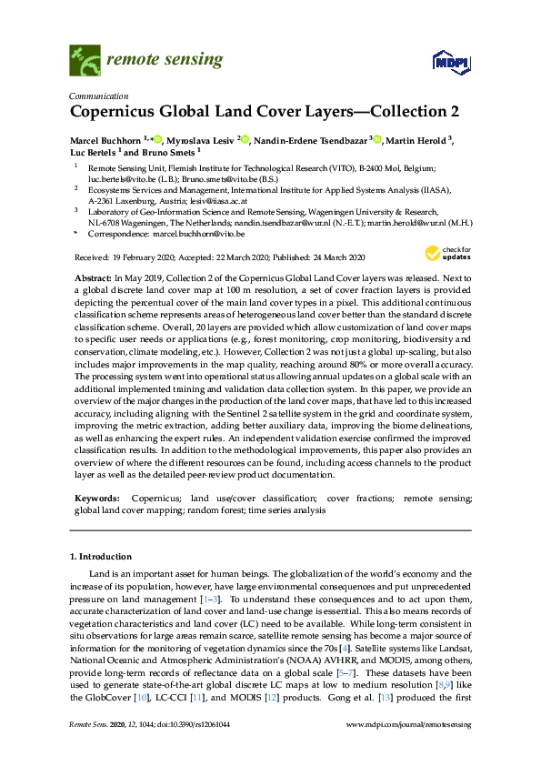 (PDF) Copernicus Global Land Cover Layers—Collection 2