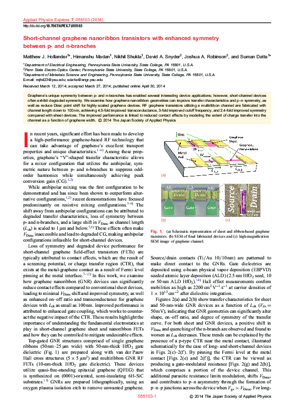 (PDF) Shortchannel graphene nanoribbon transistors with enhanced