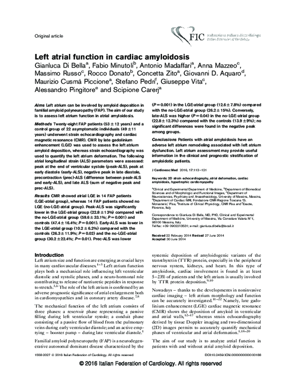 (PDF) Left atrial function in cardiac amyloidosis