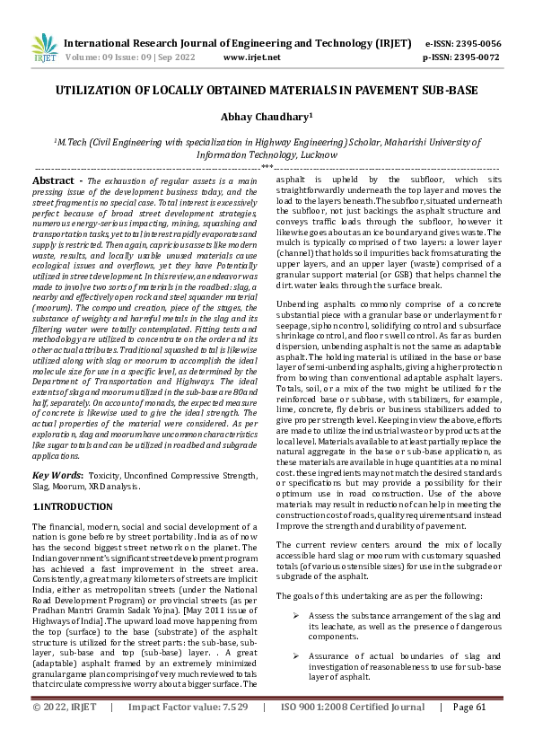 (PDF) UTILIZATION OF LOCALLY OBTAINED MATERIALS IN PAVEMENT SUB-BASE