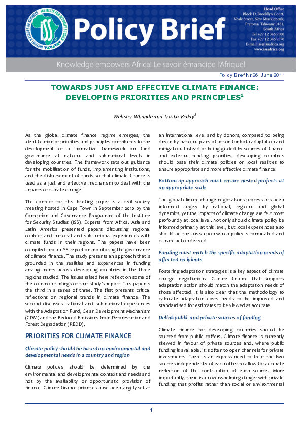 (PDF) Towards Just and Effective Climate Change: Developing Priorities ...