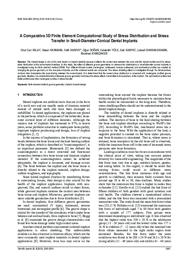 (PDF) A Comparative 3D Finite Element Computational Study of Stress ...
