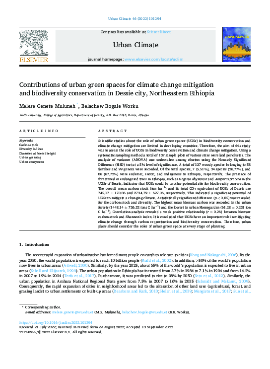 (PDF) Contributions of urban green spaces for climate change mitigation ...