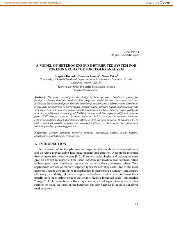 (PDF) A model of heterogeneous distributed system for foreign exchange ...