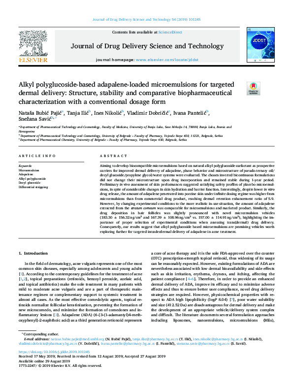  pdf alkyl polyglucoside based adapalene loaded microemulsions for