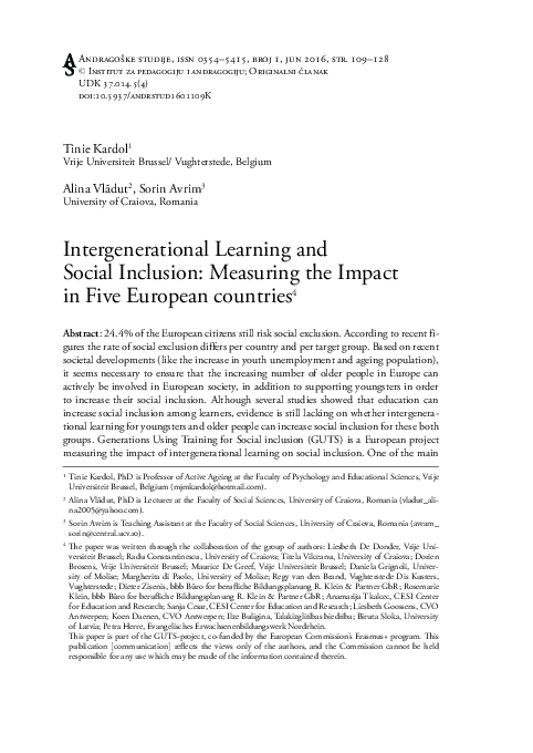 (PDF) Intergenerational learning and social inclusion: Measuring the ...