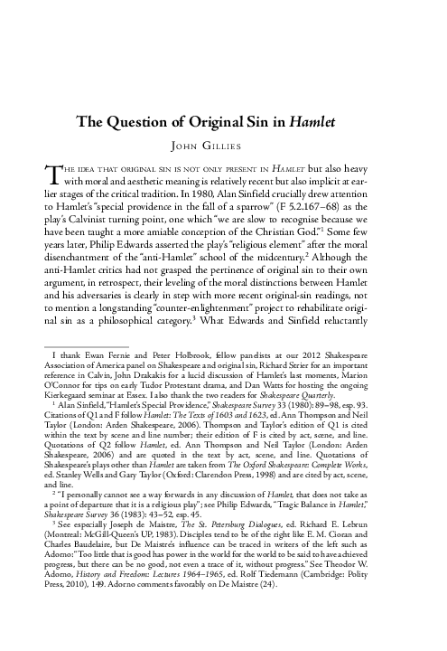 (PDF) The Question of Original Sin in Hamlet