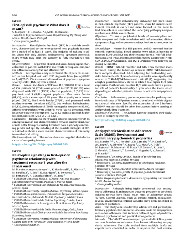 (PDF) Antipsychotic Medication Adherence Scale (AMAS): Development and ...