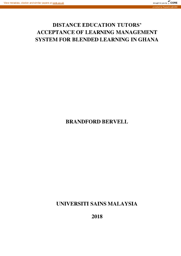 (PDF) Distance Education Tutors’ Acceptance Of Learning Management ...