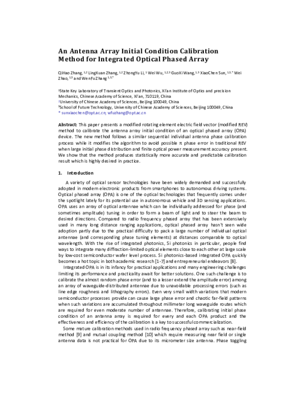 (PDF) Antenna Array Initial Condition Calibration Method for Integrated ...