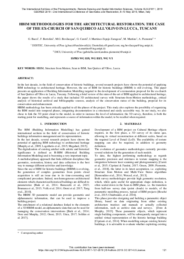 (PDF) Hbim Methodologies for the Architectural Restoration. The Case of ...